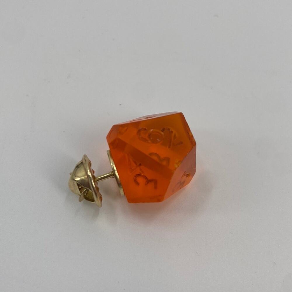 Handmade orange d and d pin